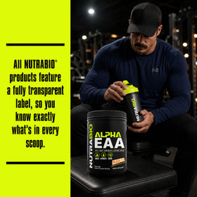 NutraBio Alpha EAA poudre de BCAA 30 servings, cuillère de poudre