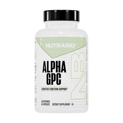NutraBio Alpha GPC 300mg 60 capsules végétales, emballage avant