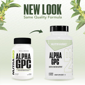 NutraBio Alpha GPC 300mg capsules, vue de côté