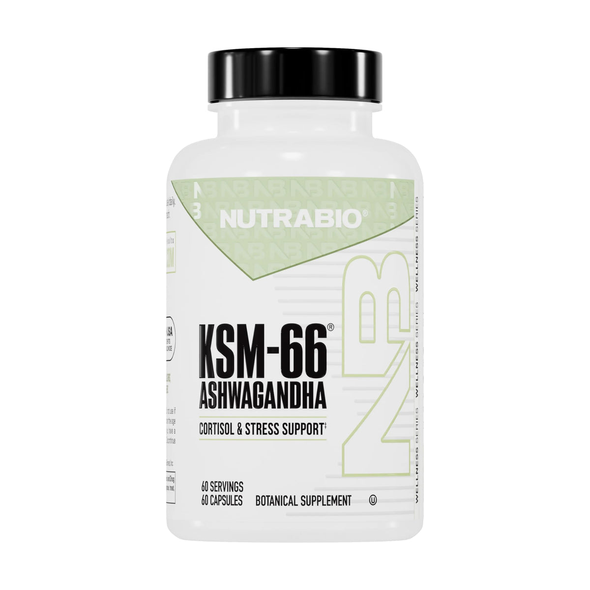 NutraBio Ashwagandha KSM-66 600 mg 60 capsules vue de face