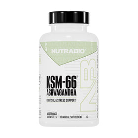 NutraBio Ashwagandha KSM-66 600 mg 60 capsules vue de face