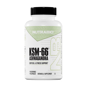 NutraBio Ashwagandha KSM-66 90 capsules vue de face