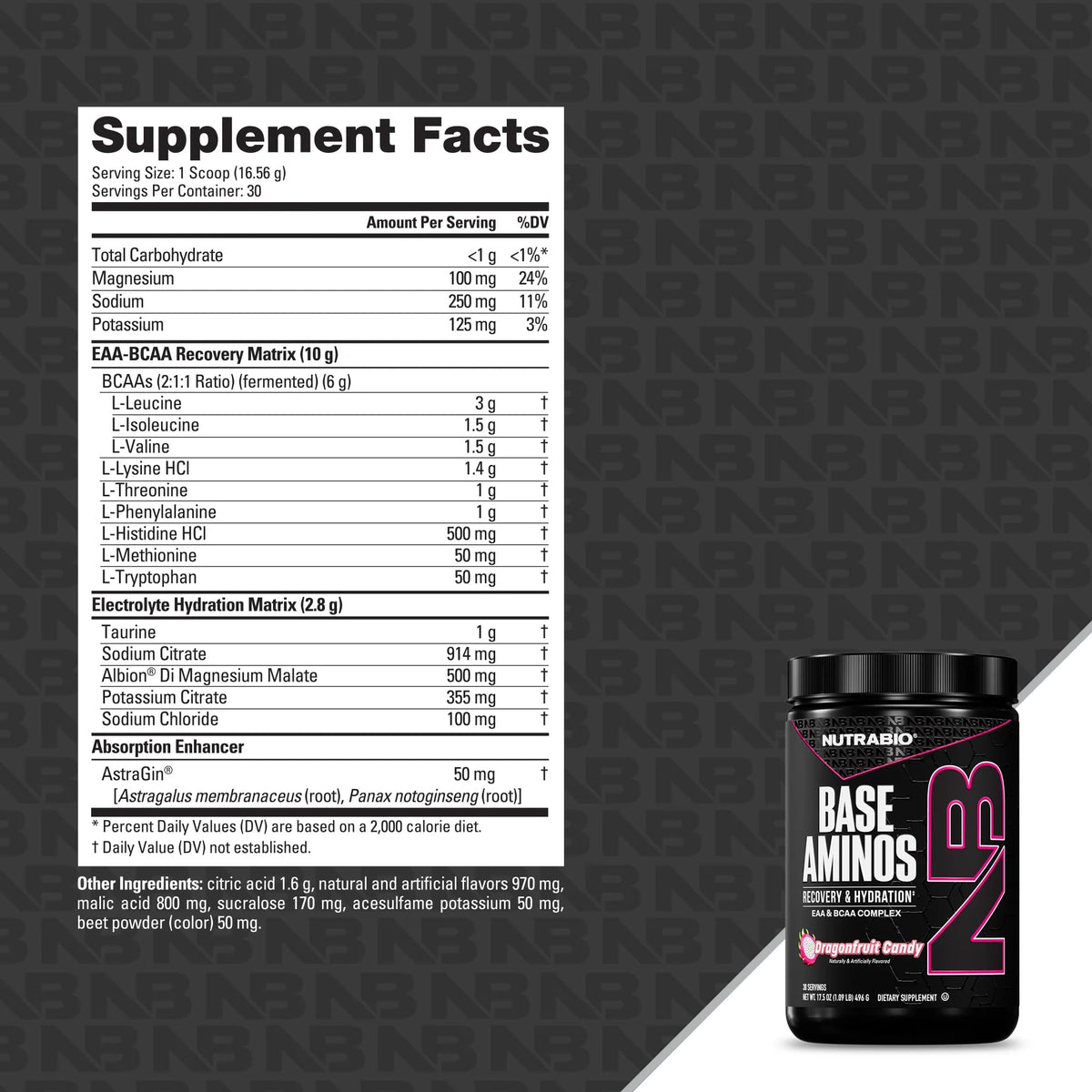NutraBio Base Aminos EAA + BCAA poudre emballage