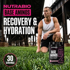 NutraBio Base Aminos EAA + BCAA poudre en usage sportif