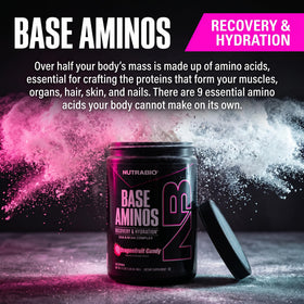 NutraBio Base Aminos EAA + BCAA poudre vue de côté
