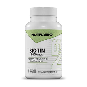 NutraBio Biotine 5000 mcg capsules végétales devant