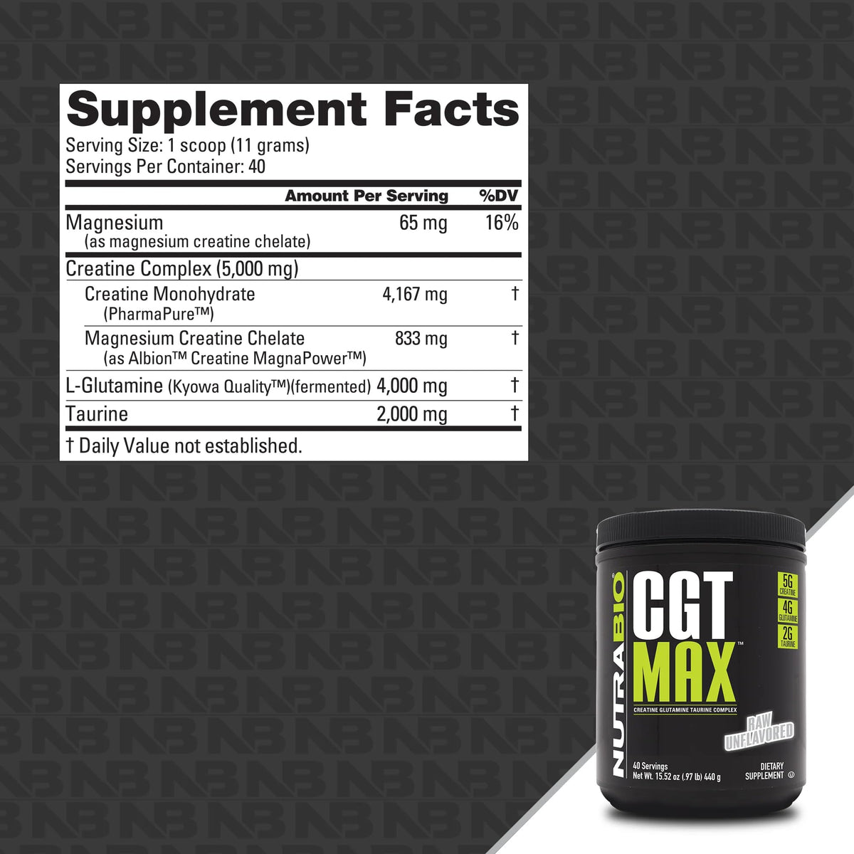NutraBio CGT-MAX Poudre avec cuillère doseuse