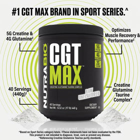 NutraBio CGT-MAX Poudre dans un shaker