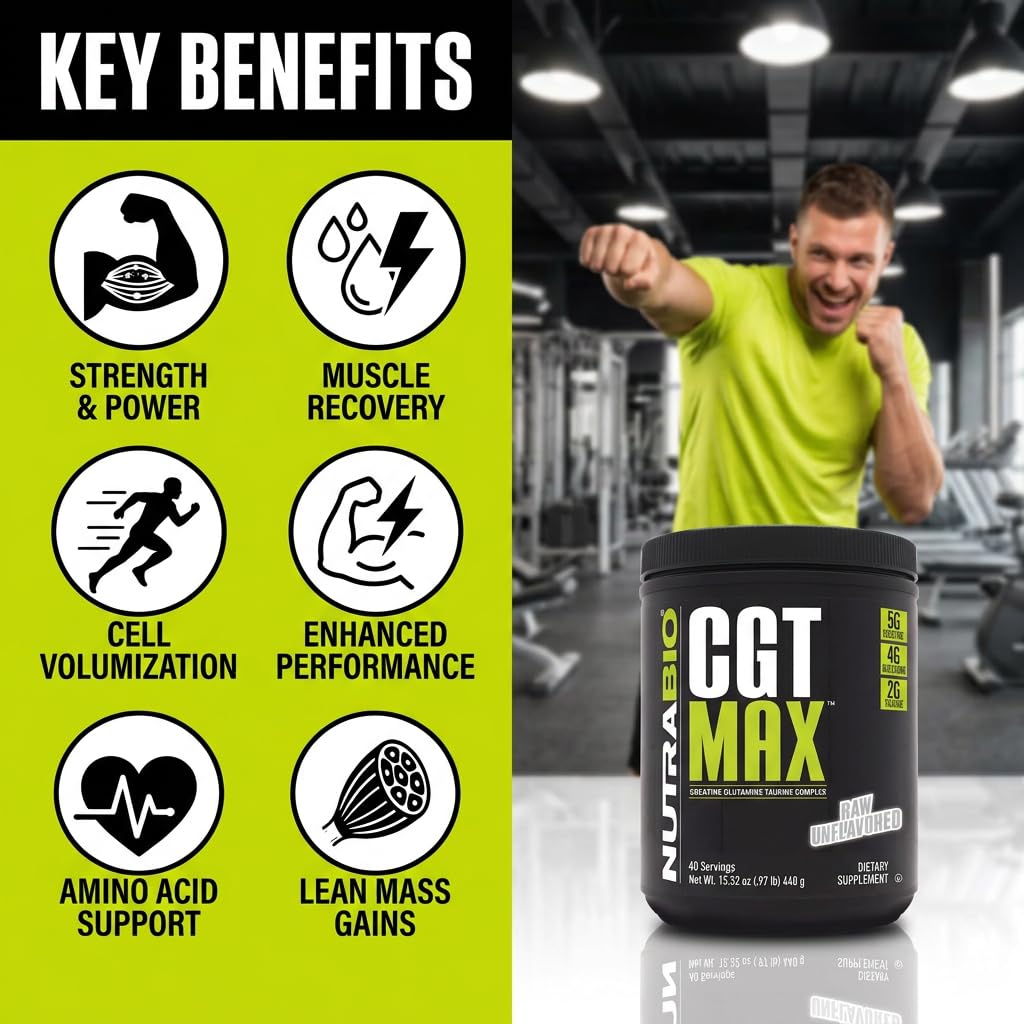 NutraBio CGT-MAX Poudre en pot sur un fond neutre