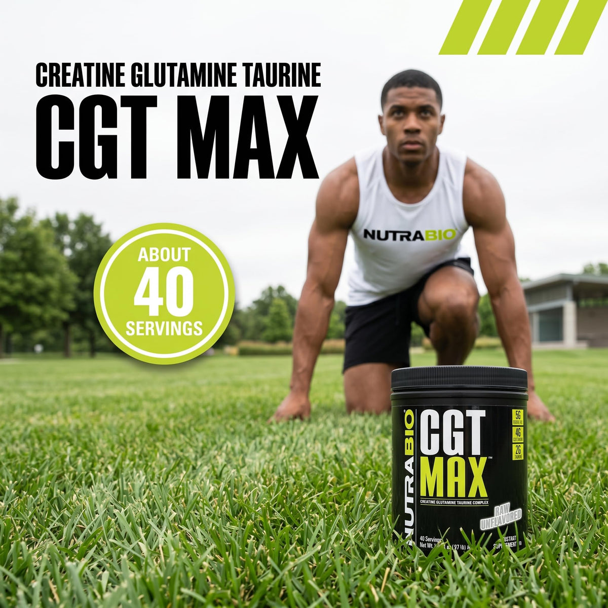 NutraBio CGT-MAX Poudre vue de dos avec informations nutritionnelles