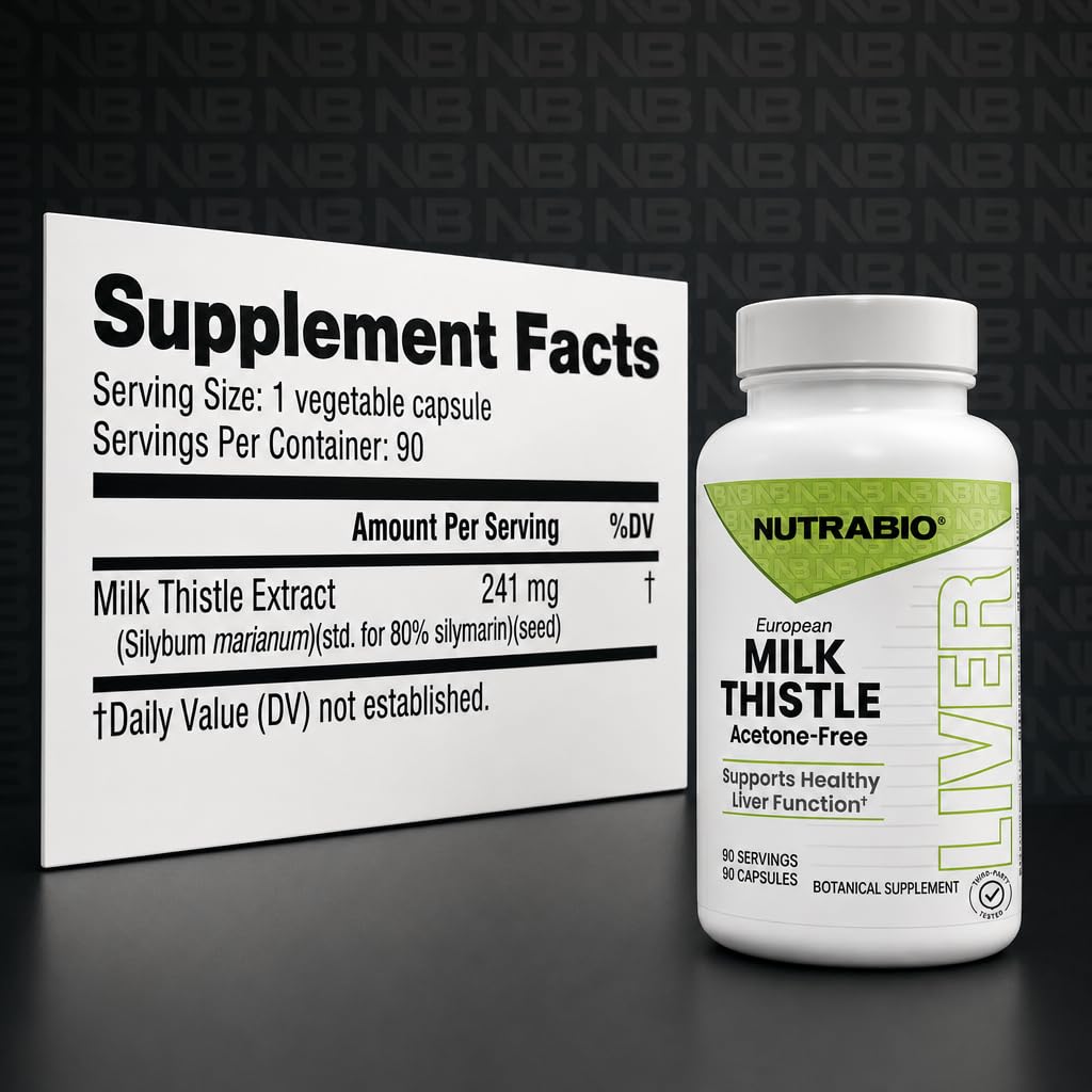NutraBio Chardon Marie 241mg capsules sur fond blanc