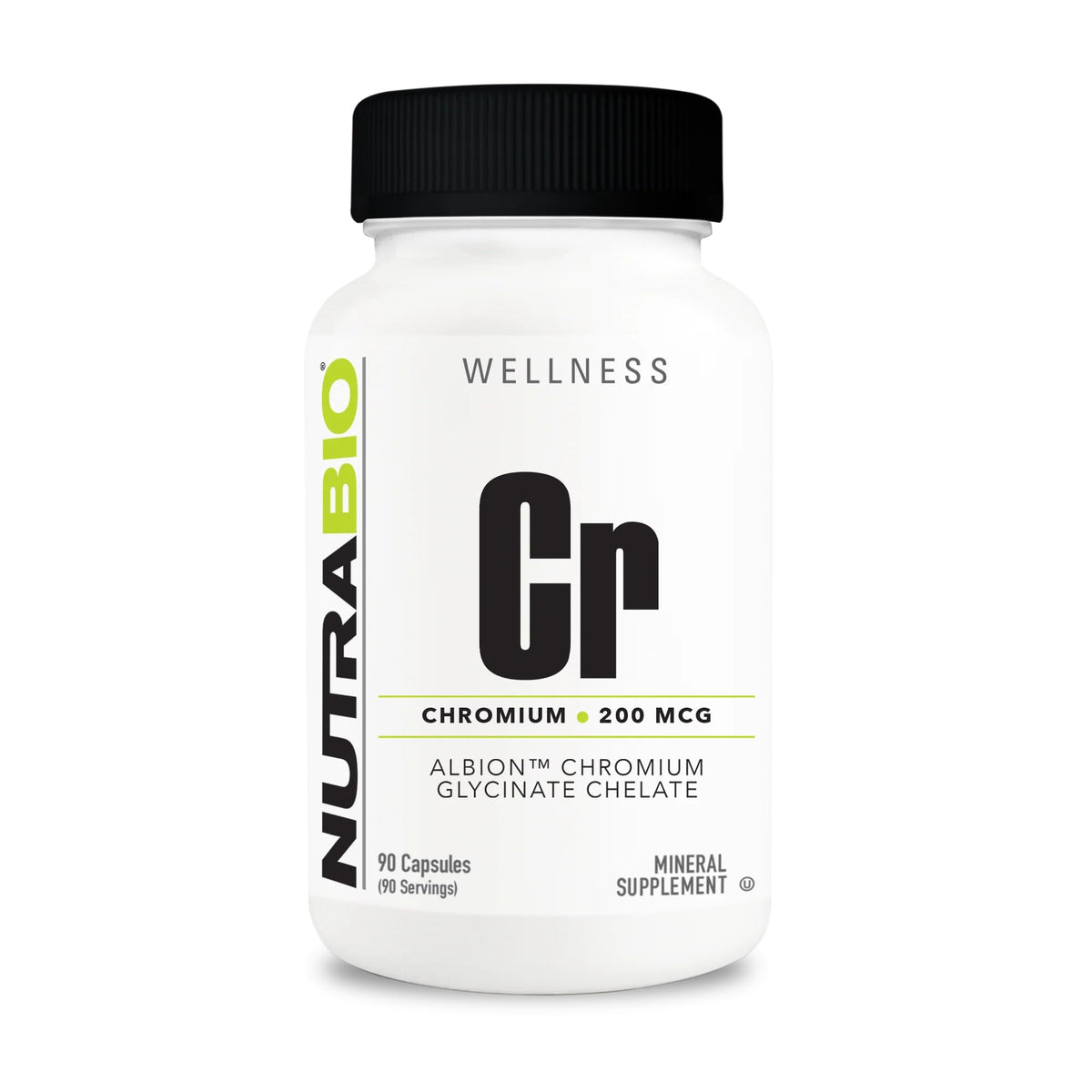 NutraBio Chrome Chélaté 200 mcg flacon de 90 capsules végétales