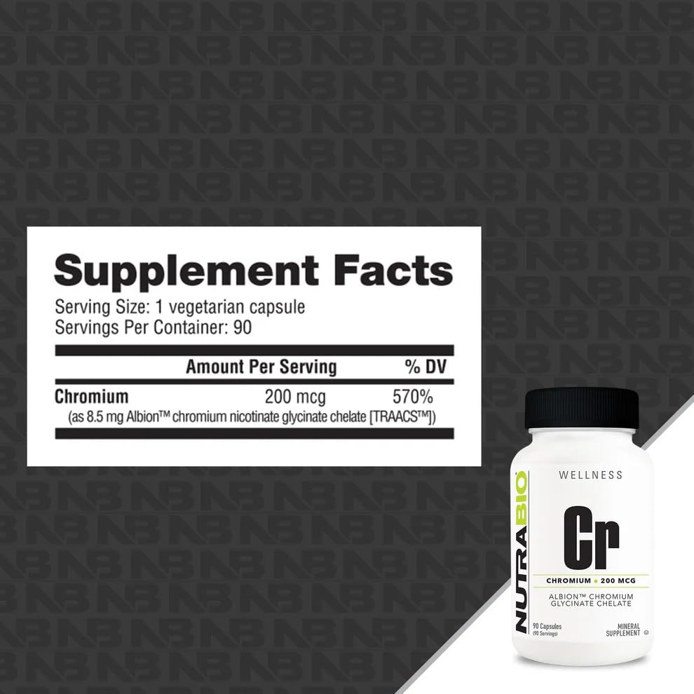 NutraBio Chrome Chélaté capsules végétales vue de près