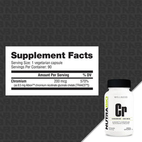 NutraBio Chrome Chélaté capsules végétales vue de près