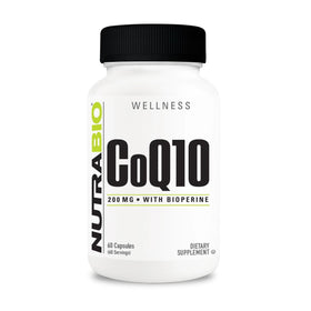 NutraBio CoQ10 200mg 60 capsules - vue de face