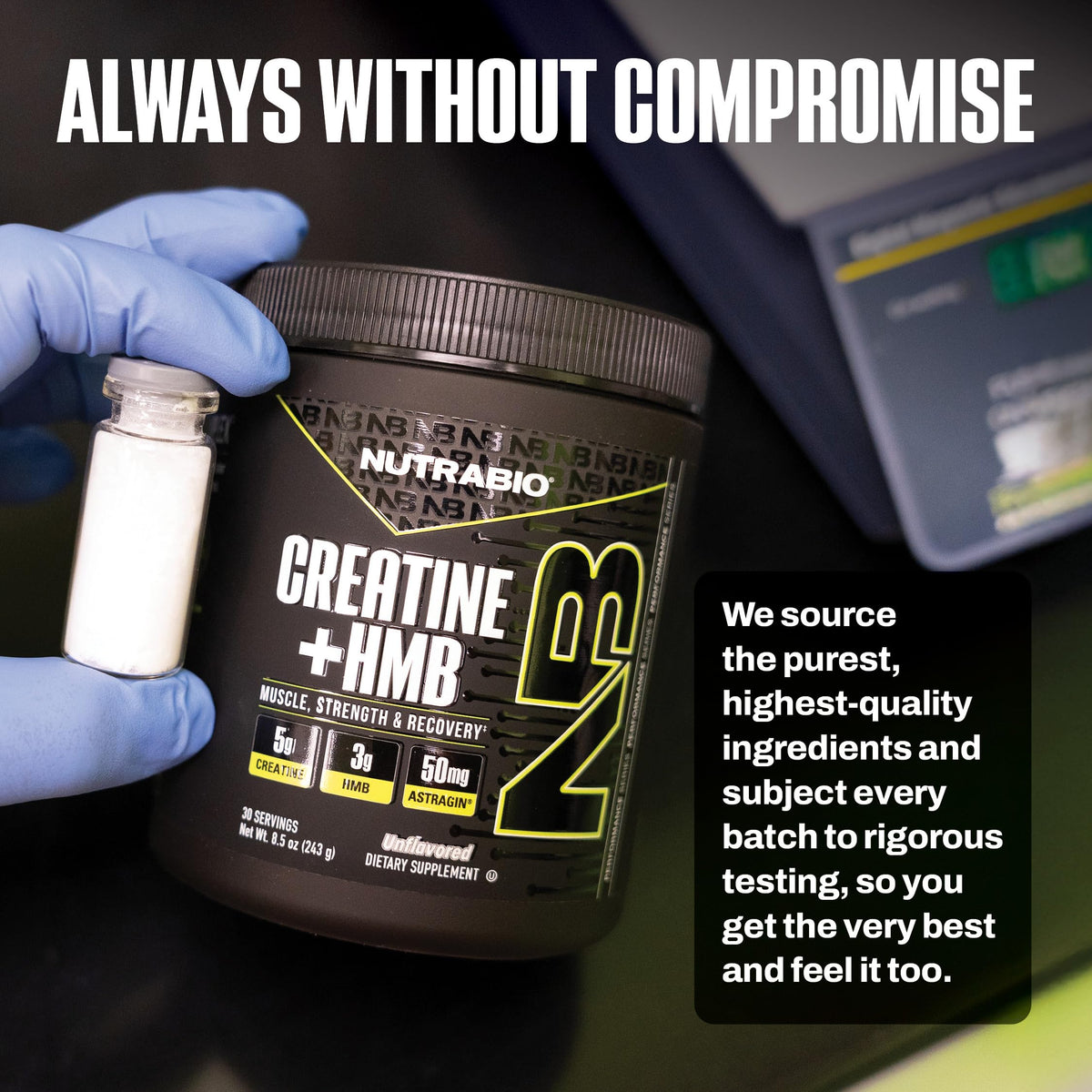 NutraBio Créatine HMB Poudre 310g, en situation d'entraînement
