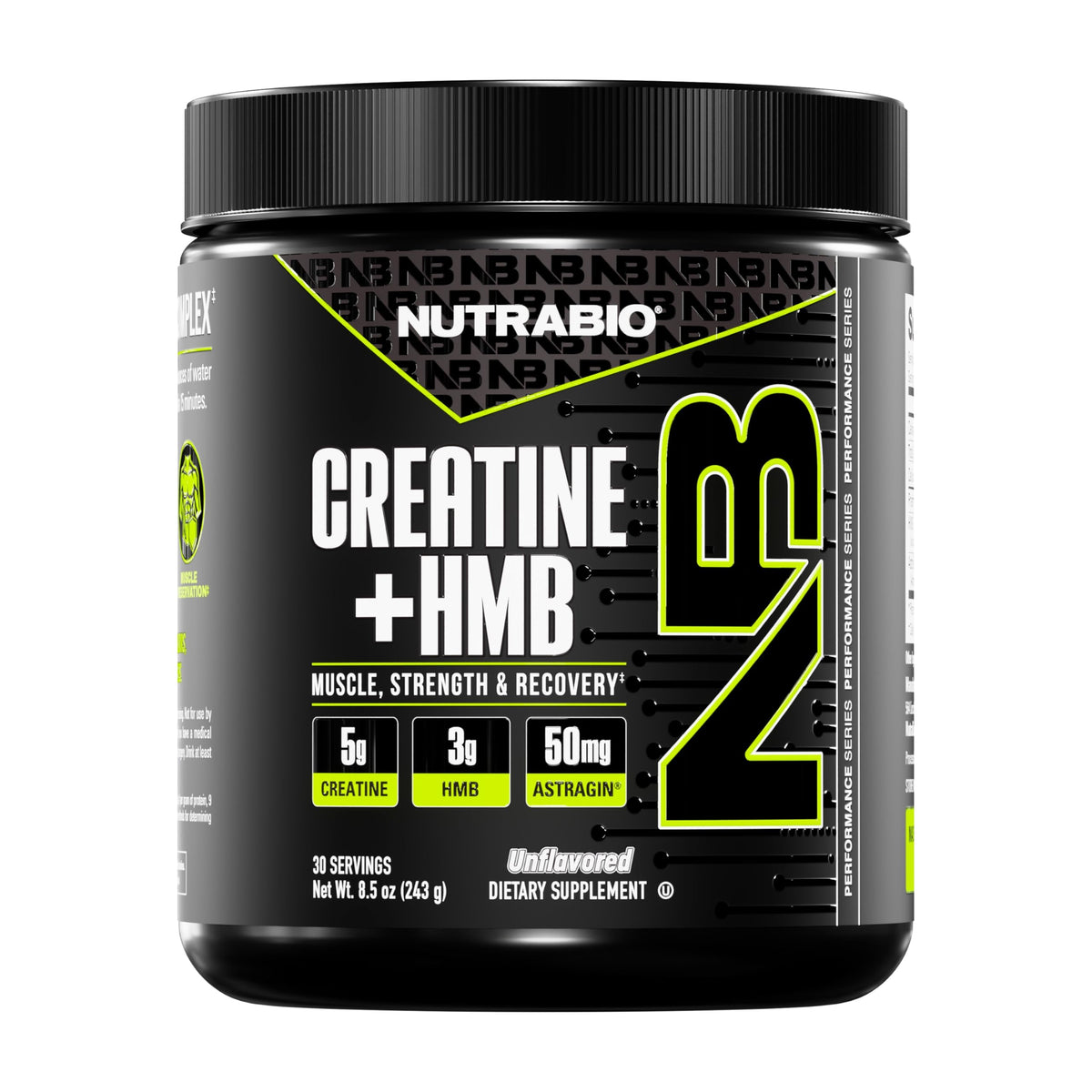 NutraBio Créatine HMB Poudre 310g, vue avant