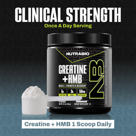 NutraBio Créatine HMB Poudre 310g, vue de côté
