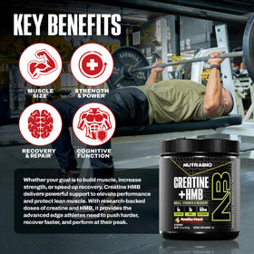 NutraBio Creatine + HMB Poudre 390g avec cuillère doseuse