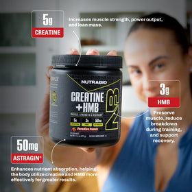 NutraBio Creatine + HMB Poudre 390g ingrédients listés