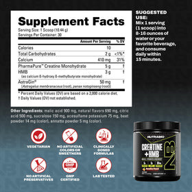 NutraBio Creatine + HMB Poudre 390g vue de côté