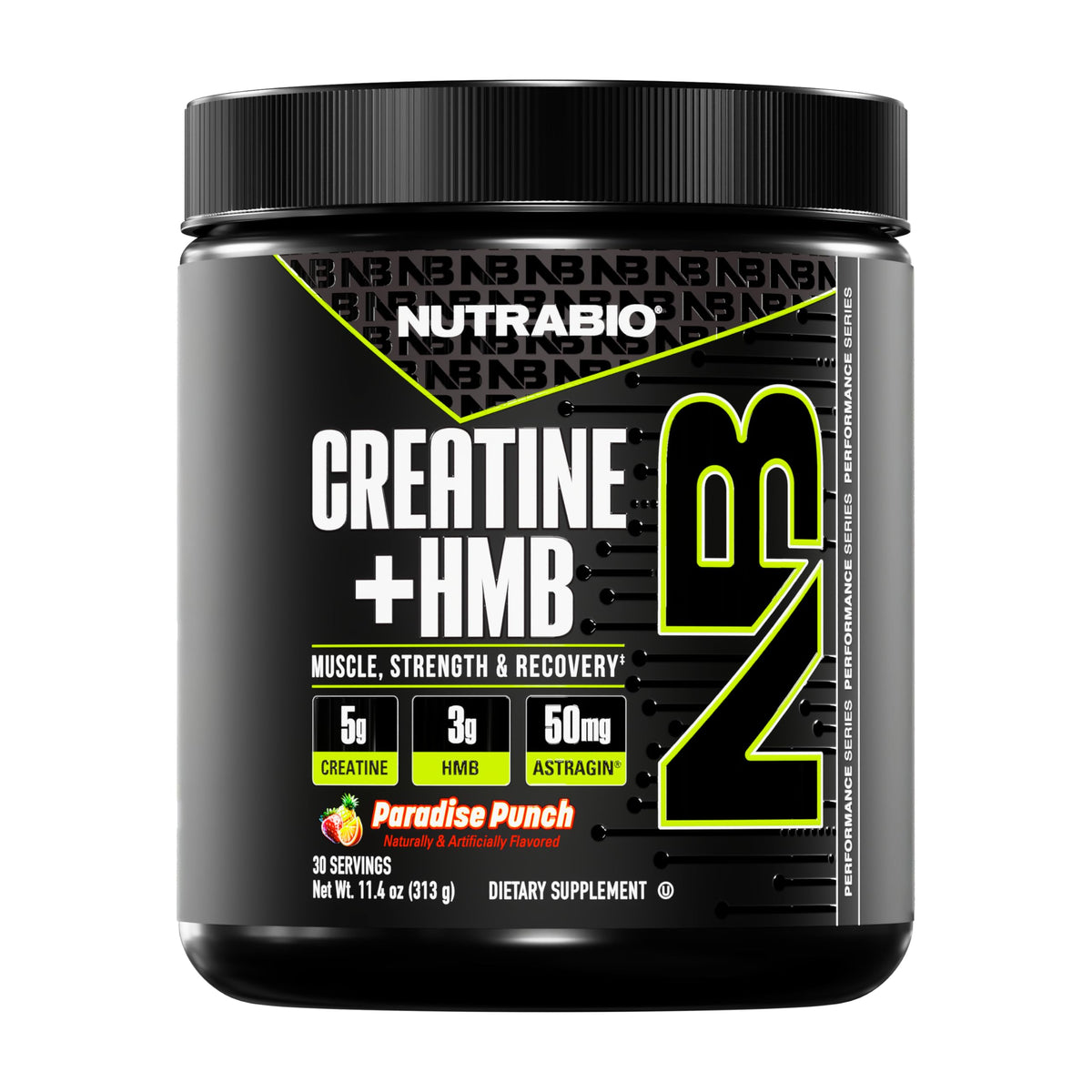 NutraBio Creatine + HMB Poudre 390g vue de face