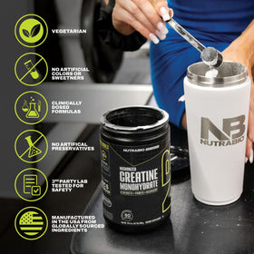 NutraBio Créatine Monohydrate 300 g produit avec ingrédients