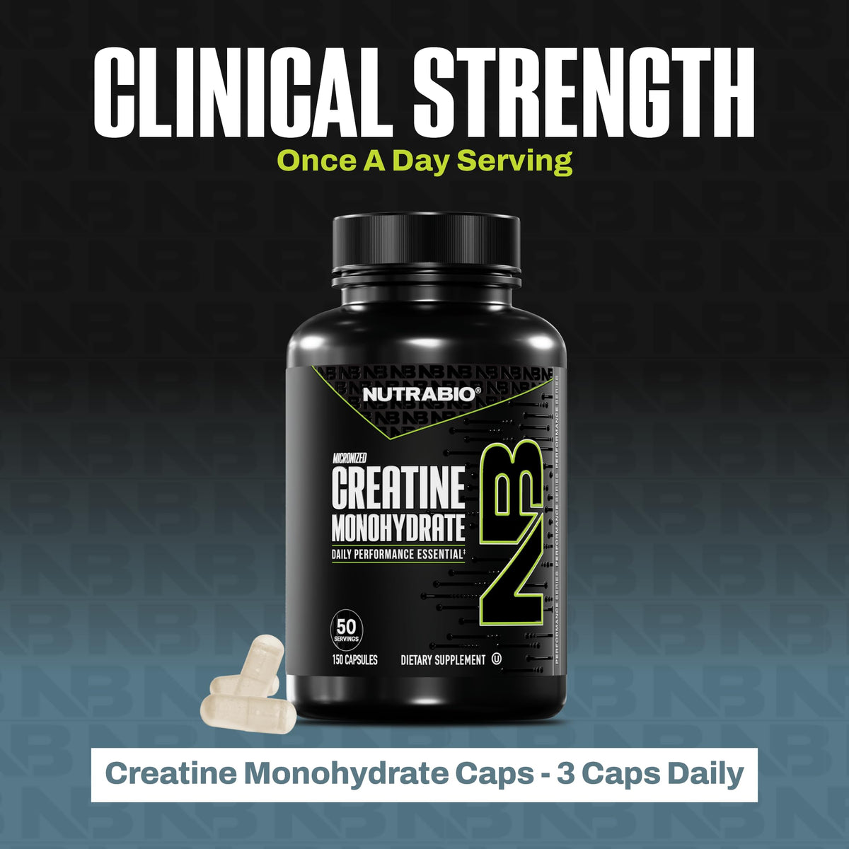 NutraBio Créatine Monohydrate Capsules avec une mesure