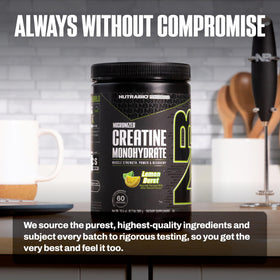 NutraBio Créatine Monohydrate Pure 300 g - Citron Burst en usage