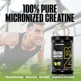 NutraBio Créatine Monohydrate Pure 300 g - Citron Burst sur une table