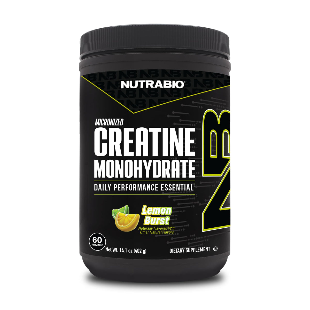 NutraBio Créatine Monohydrate Pure 300 g - Citron Burst vue avant