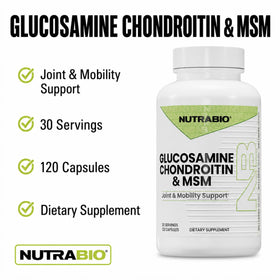 NutraBio Glucosamine Chondroitin 120 capsules côté