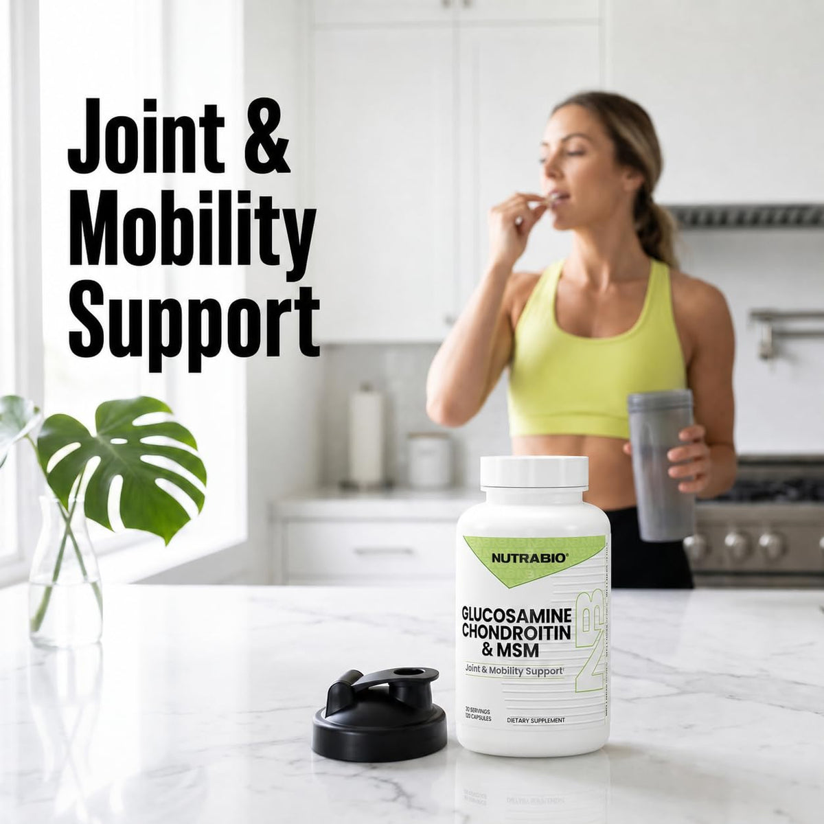 NutraBio Glucosamine Chondroitin 120 capsules sur table