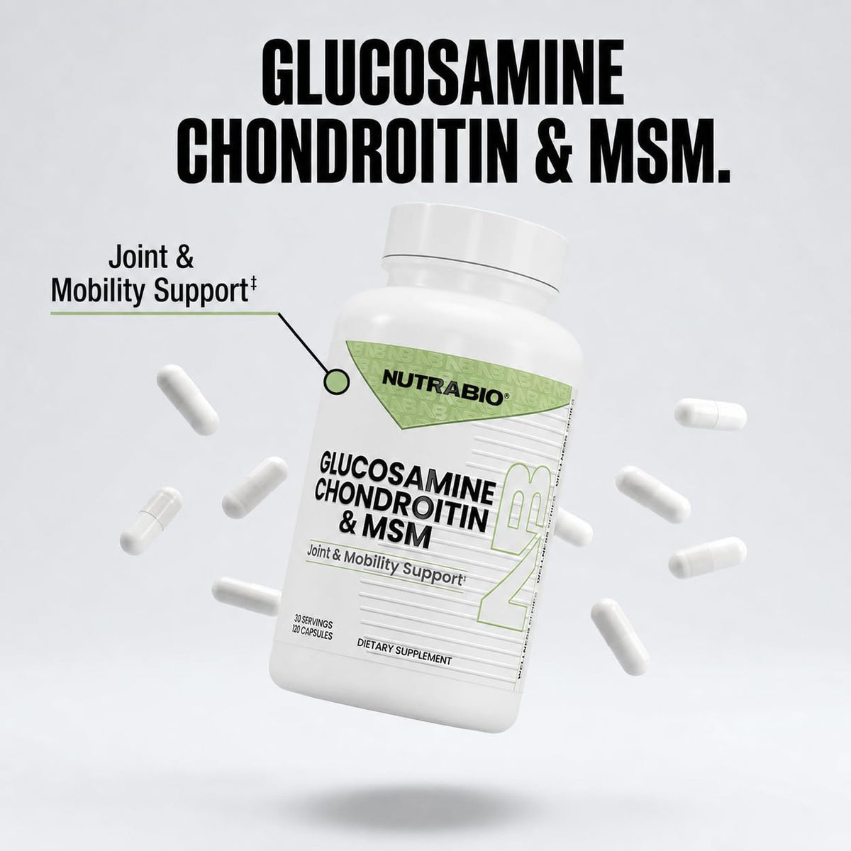 NutraBio Glucosamine Chondroitin étiquette avec ingrédients
