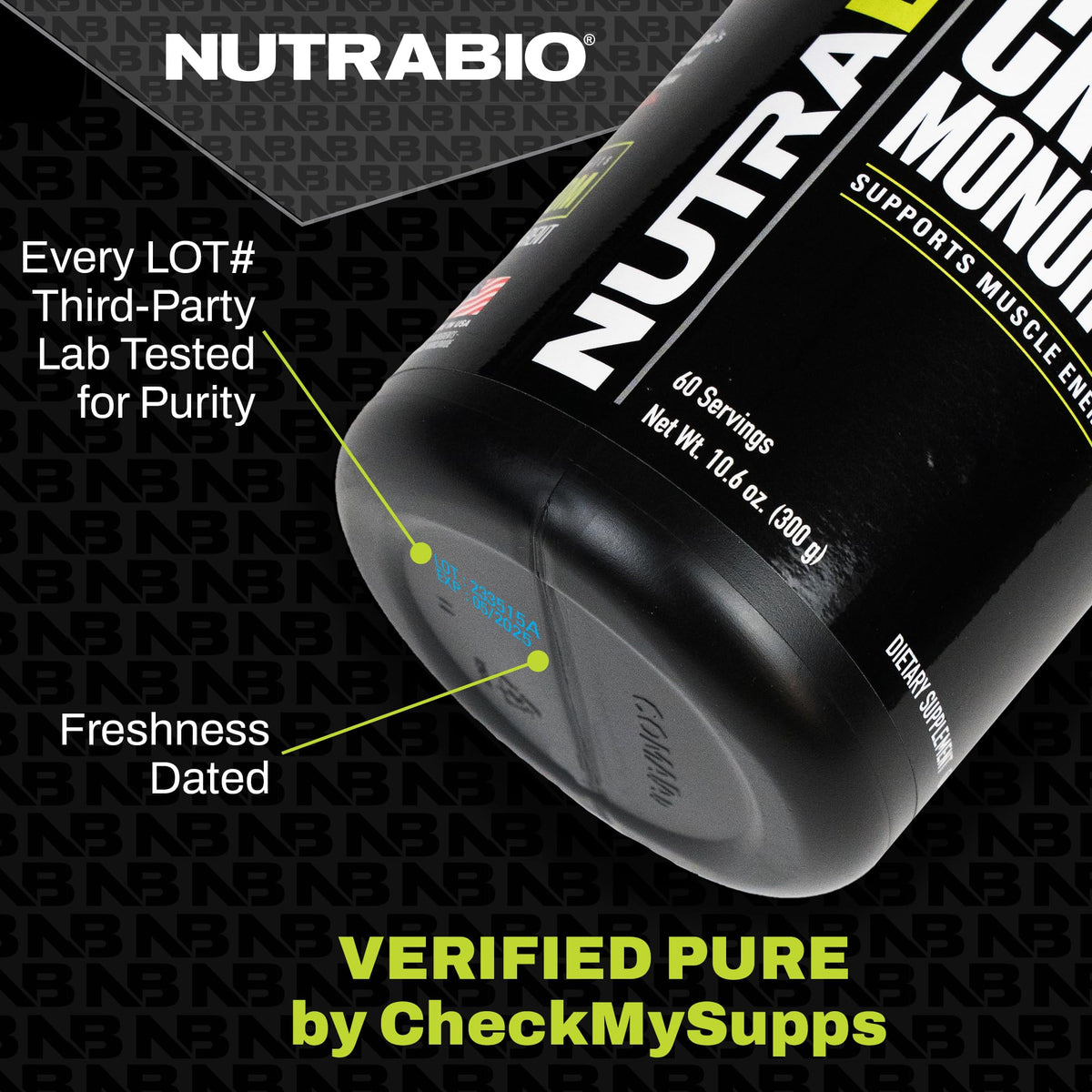 NutraBio HMB capsules with measuring spoon