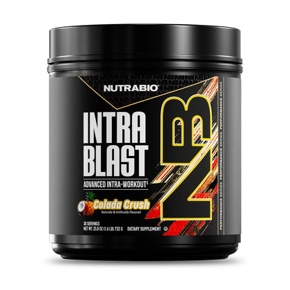 NutraBio Intra Blast BCAA poudre vue de face avec emballage