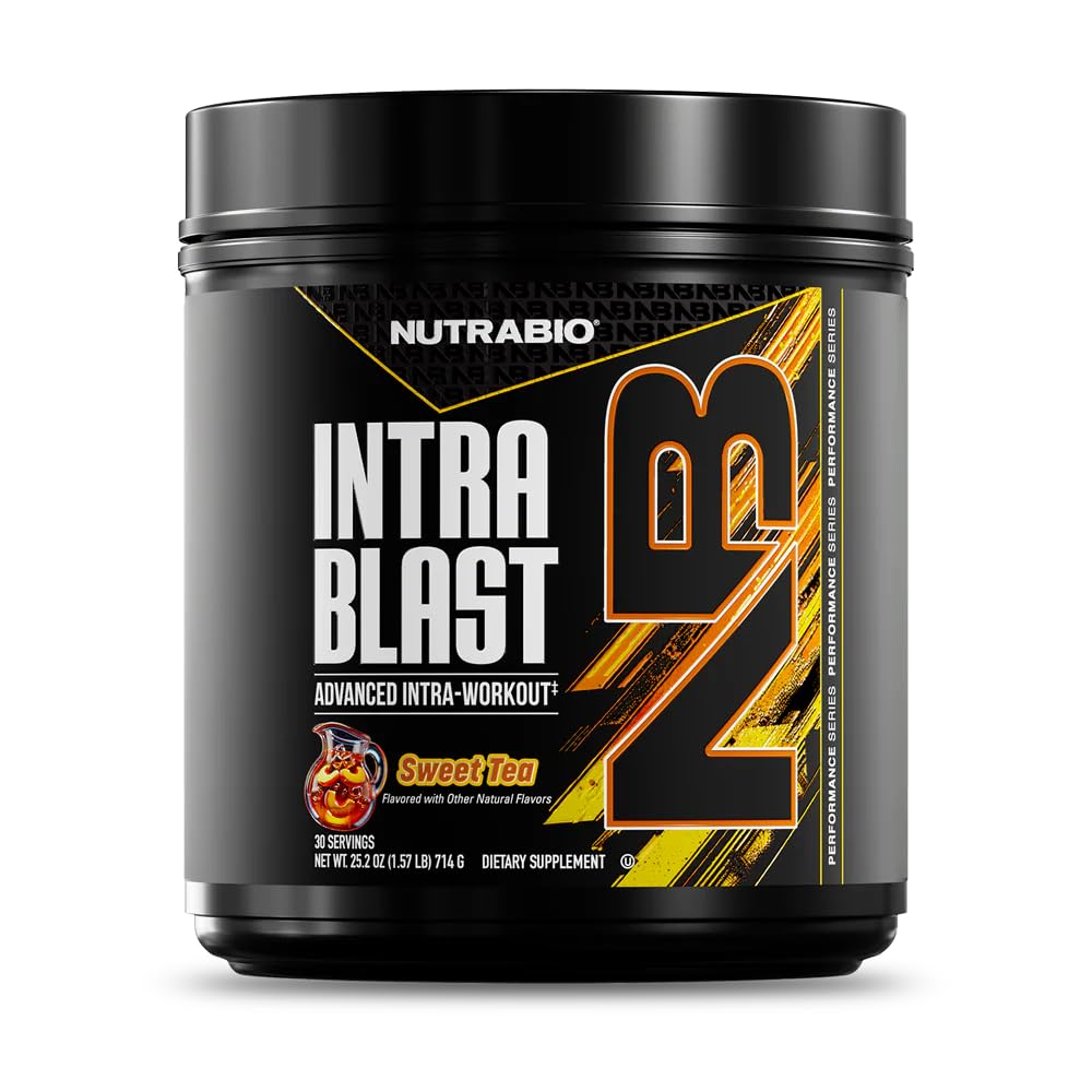 NutraBio Intra Blast Poudre BCAA 20g EAA 5g Glutamine Thé Sucré vue de face