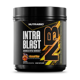 NutraBio Intra Blast Poudre BCAA 20g EAA 5g Glutamine Thé Sucré vue de face