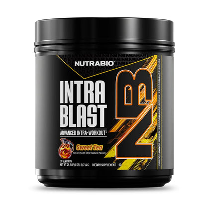 NutraBio Intra Blast Poudre BCAA 20g EAA 5g Glutamine Thé Sucré vue de face