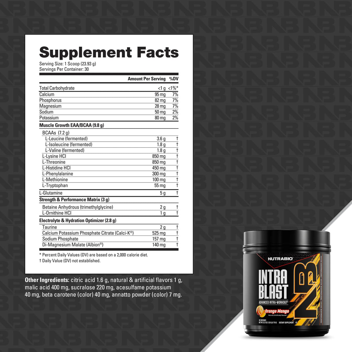 NutraBio Intra Blast Poudre BCAA emballage ouvert