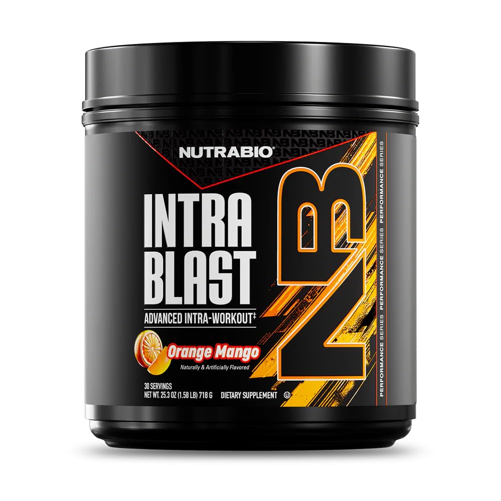 NutraBio Intra Blast Poudre BCAA orange mangue vue de face