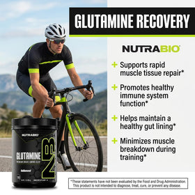 NutraBio L-Glutamine Poudre Pure 500g avec d'autres compléments