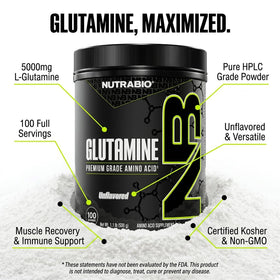 NutraBio L-Glutamine Poudre Pure 500g en utilisation dans un shaker