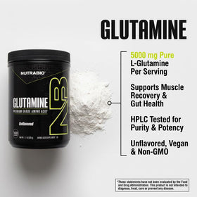 NutraBio L-Glutamine Poudre Pure 500g vue arrière