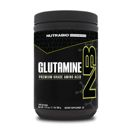 NutraBio L-Glutamine Poudre Pure 500g vue de face