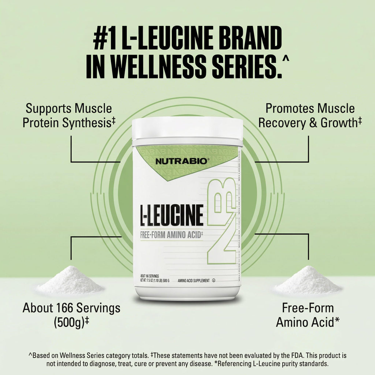 NutraBio L-Leucine 100% pur 500g - mesure de la poudre