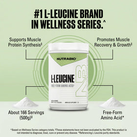 NutraBio L-Leucine 100% pur 500g - mesure de la poudre