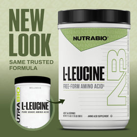 NutraBio L-Leucine 100% pur 500g - vue arrière de l'emballage