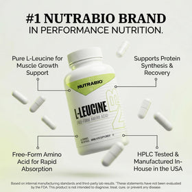 NutraBio L-Leucine 400mg 180 capsules ouvertes