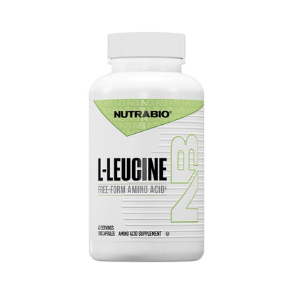NutraBio L-Leucine 400mg 180 capsules vue de face